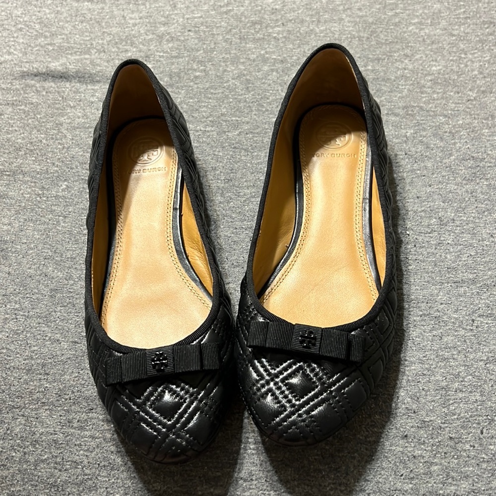 Black Quilted Tory Burch Flats